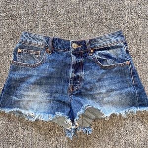 Womens Forever 21 Fringed Jean Shorts